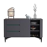QINJIE Buffet-Sideboard-Tisch, moderner Hochglanz-Sideboard-Buffet-Aufbewahrungsschrank, mit 3 Schubladen für Küche-Wohnzimmer-Eingang S