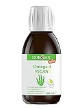 NORSAN Premium Omega 3 Vegan hochdosiert - 2000mg Omega 3 Tagesdosierung - 100% veganes Omega 3 Öl aus nachhaltiger Kultivierung - reich an EPA & DHA - 800 IE Vitamin D3 - kein Aufstoß