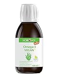 NORSAN Premium Omega 3 Vegan hochdosiert - 2000mg Omega 3 Tagesdosierung - 100% veganes Omega 3 Öl aus nachhaltiger Kultivierung - reich an EPA & DHA - 800 IE Vitamin D3 - kein Aufstoß