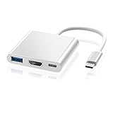 ElecMoga USB C auf HDMI Adapter 4K, 3 in 1 Multiport Typ C HDMI Adapter mit USB 3.0 + Typ C PD Ladeanschluss USB C Hub kompatibel mit MacBook Pro, Google Chromebook, HP, Samsung S8/S9