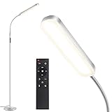 Outon Stehlampe LED Dimmbar 15W 1500LM, Leselampe mit 4 Farbtemperatur, Fernbedienung und Touch Steuerung, 1H Timer, Leseaufgabe Beleuchtung für Wohnzimmer Schlafzimmer Büro (Silber Grau)