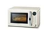 SEVERIN 2-in-1 Retro Mikrowelle mit Grillfunktion, Grillofen mit 5 Leistungsstufen und 8 Automatikprogrammen, hochwertige Mikrowelle mit Grill, ca. 700 W, creme / chrom, MW 7892