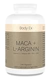 Body Ex Maca Kapseln 4000 mg + L-Arginin. Mit Vitamin C,B6,B12 & Zink, 240 vegane Kapseln, hochdosiert - Made in Germany