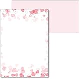 Briefpapier Set romantisch I Briefbögen mit Umschlag I 50 Blatt in DIN A4 I Rosa Herz Motiv-Papier I Liebe Hochzeit Valentinstag Einladung I dv_157