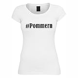 Damen T-Shirt #Pommern Größe M Farbe Weiss Druck schw