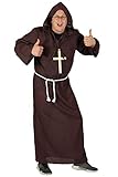 Foxxeo Deluxe Mönch Kostüm für Herren braun Mönche Tunika Kutte Kirche Größe XXXXL