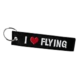 DonJordi Schlüsselanhänger I LOVE FLYING - Für alle Piloten Anhänger aus Stoff - Ideale Geschenk für Flugbeg