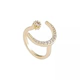 QiuYueShangMao Liebeszeugnis Mode Temperament Halbmond Ring Einfach Vielseitig Stern Mond Zeigefinger Ring Weiblicher Schmuck Verlobungsring Jub