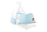 Pinolino 60969-2 - Set für Kinderbett, 4-tlg., 'Glückspilz' hellb