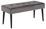 AC Design Furniture Gloria Bench, Fabric, Grey, L: 38 x W: 95 x H: 45