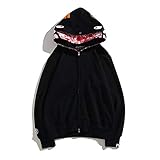 Mode Hip Hop Shark Camo Bedruckte Sweatshirts,bape Hoodie Sweater,Langarm Baumwolle Freizeitmantel mit Reißverschluss Hoodie Jacke,Gifts for Men and Women,pink,M