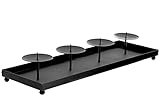 Metall Adventskerzenhalter - 40 cm / schwarz - Kerzenhalter mit Tablett für 4