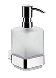 emco LOFT Seifenspender zur Wandmontage, eleganter und kompakter Wandseifenspender aus Aluminium und Kristallglas, hochwertige Pumpspender, chromfarb