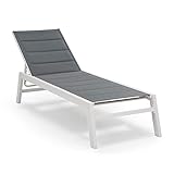 blumfeldt Renazzo Lounge Liegestuhl Sonnenliege Gartenliege Liegefläche (186 x 56 cm, höhenverstellbare Rückenlehne in 6 Stufen, Wasserabweisende & gepolsterte Liegefläche, ComfortMesh) weiß/g