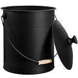 Amagabeli Ascheeimer mit Deckel Außen- und Inneneimer Kohleeimer für Kamin Kleiner Feuereimer Metalleimer für Grill Holzkohleeimer Unentbehrliche Werkzeuge für Kamin Feuerstelle Holzofen Schw