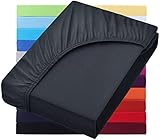 NatureMark Basic Boxspringbett & Wasserbett Spannbettlaken 200 x 220 cm - 40 cm Steghöhe - 200x220cm Spannbetttuch - 100% Baumwolle, Schw