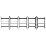 Certeo Aluminiumregal für den Lebensmittelbereich | Gastronomie | HxBxT 180 x 120 x 50 cm | 5er Set | Robust Steck-System Waschbare Fachbö