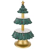 Amosfun Tortenständer 2 Etagen Weihnachten Cupcake Ständer: Tortenetagere 2 Stöckig Obstteller Weihnachtsbaum Gebäck Muffin Obst Kuchen Dessert Halter Weihnachtsfeier Party Festival Nachmittag