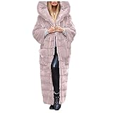 AFFGEQA Kapuzenjacke Damen Langer Kunstpelz Verdicken Jackenmantel Winter Parka Jacke Winterjacke Lang Mäntel Einfarbig Wintermantel Kap