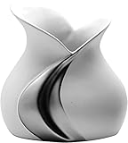 Moderne Dekovase Blumenvase Tischvase Vase aus Keramik weiß/Silber 17x18