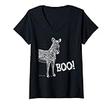 Damen Zebra Print Halloween Shirt Lazy Funny African Animals Zoo T-Shirt mit V