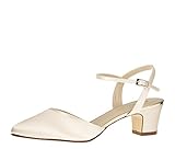 Rainbow Club Brautschuhe Emili - Pumps Sandale - Ivory Satin Blockabsatz - Gr 42 EU 9 U