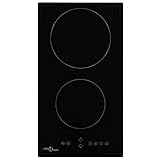 Glaskeramik-Kochfeld mit 2 Platten Touch-Bedienfeld 3000 W schwarz Glaskeramik elektrisches Kochfeld, Kindersicherung, 1-99 Minuten-Timer,Geeignet für Alle Töp