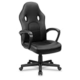 COMHOMA Bürostuhl Gaming Stuhl Gamer Racing Chair ergonomische drehstuhl Rückenlehne Office Stuhl Sitzhöhenverstellung PU Kunstleder Schw