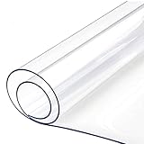 Durchsichtiger Tischschutz für Esszimmertische, geruchsneutral, 90 x 130 cm, PVC, rechteckig, transparent, dick, 2 mm, Schreibtischtischunterlage, kein Einlaufen (90 x 130 cm)