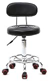 Drehhocker Rollhocker Friseurhocker Drehhocker PU Leder Salon Arbeitshocker Höhenverstellbar mit 360°Frei Drehbar Schwenkrädern Hocker ergonomischer Sitzhocker, 100-150kg Belastbark