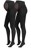 Herzmutter 80DEN Umstandsstrumpfhose - Blickdichte, Schwarze Schwangerschaftsstrumpfhose - dehnbarer, rutschfester Baucheinsatz - 1er & 2er-Set - 1320 (M-L, Schwarz, 2x)