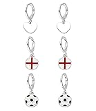 SIX England Ohrschmuck-Set, Fußball, Herz, Fanartikel, Accessoire zur Europameisterschaft, Nationalelf, EM (679-870)