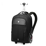 ZHD&CC Trolley-Tasche, Rollkabine Handgepäck-Laptop-Rucksack-Tasche 1.95 Kg 35 Liter 2 Räder, 21 Zoll / 54 cm,Schw