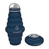 Hydaway | zusammenklappbare Wasserflasche mit Auslaufdeckel| ultra-packbar und reisefreundlich | aus lebensmittelechtem Silikon | 750