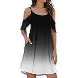 Alueeu Sexy Kleid Damen für Party: Sommerkleid Damen Knielang Off Shoulder Kleid Elegant Damen Partykleid Etuikleid V-Ausschnitt Festliches Kleid Kurzarm Cocktailkleid Sexy Tunika Abendk