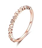 ANAZOZ 18K Rosegold Damen Ring 750, Trauringe Rosegold Herz Bandring Zart Hochzeitsring Verlobungsring Eheringe Moissanitring Größe 66 (21.0) Echtschmuck