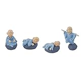 QWERWEFR 4 Stücke Chinesischen Mönch Miniatur Bonsai Gartenmöbel Harz Handwerk Statue Micro Landschaft Dekoration Cartoon Kleiner Mönch,B