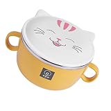 Luxshiny Instant- Nudeln Schüssel mit Deckel Niedlicher Tierkatze Musterung Küche Abendessen Schalen mit Deckel für Nudel Suppe Salat Pasta Reis Kochen S