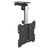 PureMounts PM-SLOPE-37 Premium Deckenhalterung für Fernseher, optimal für Dachschrägen, neigbar max. 105°, höhenverstellbar, Traglast: max. 20kg, VESA bis 200x200, universell Schwarz/Silb