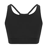 CHICTRY Mädchen BH Bustier Trägertop BH Kinder Unterwäsche Sport Bra Turnen Gymnastik Tanzen Ballett Oberteil Tanktop mit Bling-Bling Effekt Schwarz 158-164