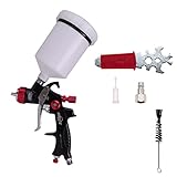 HVLP Spritzpistole Pneumatische Spritzpistole mit 1,3 mm Düse und 600 ml Plastikbecher für Lackierpistole für einen Decklack mit feiner Ob