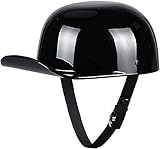 Schwarzer Helm im Deutschen Stil für Vintage-Erwachsene Motorrad, Retro-Halbhelm für Roller Moped Baseballmütze Männer und Frauen Street Cruiser Jet Style ECE-zertifizierter H