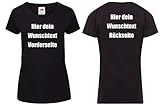 Damen T-Shirt V-Ausschnitt Vorder und Rückseite Bedrucken. T-Shirt selber gestalten. T-Shirt Druck. T-Shirt mit Wunschtext. T Shirts sind Ökotex-100 Zertifiziert.Schwarz XXL