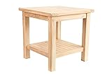 Beistelltisch Blumen Hocker Teak Holz Balkontisch Tisch für Bad Terrasse Balkon Garten wetterfest stabil unbehandelt 50 x 50 cm N