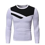 T-Shirt Herren Slim Fit Farbkontrast Spleißen Shirt Herren Frühling Herbst Mode Base Shirt Herren Sport Lässig Langarm Shirt Herren Klassisch Komfortabel Pullovers H