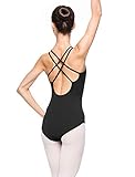 Arabesque Bezaubernder Damen Ballettanzug Body mit Spaghettiträgern 2003 (S, Schwarz)