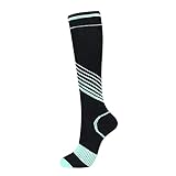 JHYX Rutschfeste Socken Damen Kompressionssocken Farbstreifen elastische Socken Männer und Frauen Kompressionssocken Reingeschaut Socken (Sky Blue, L)