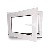 Kellerfenster - Kunststoff - Fenster - innen weiß/außen weiß - BxH: 70 x 40 cm - 700 x 400 mm - DIN Links - 2 fach Verglasung - 60