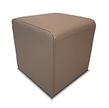 Dunkelbeige Farbe Mocca Hocker viele Größen Echtleder Sitzhocker Rindsleder Sitzwürfel Fußhocker Polsterhocker Echt Leder Puff (40 x 40 x H-45 cm)