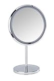 WENKO LED Kosmetik-Standspiegel Onno - beleuchteter Kosmetikspiegel, Spiegelfläche ø 16.5 cm, Stahl, 20 x 34 x 13.5 cm, C